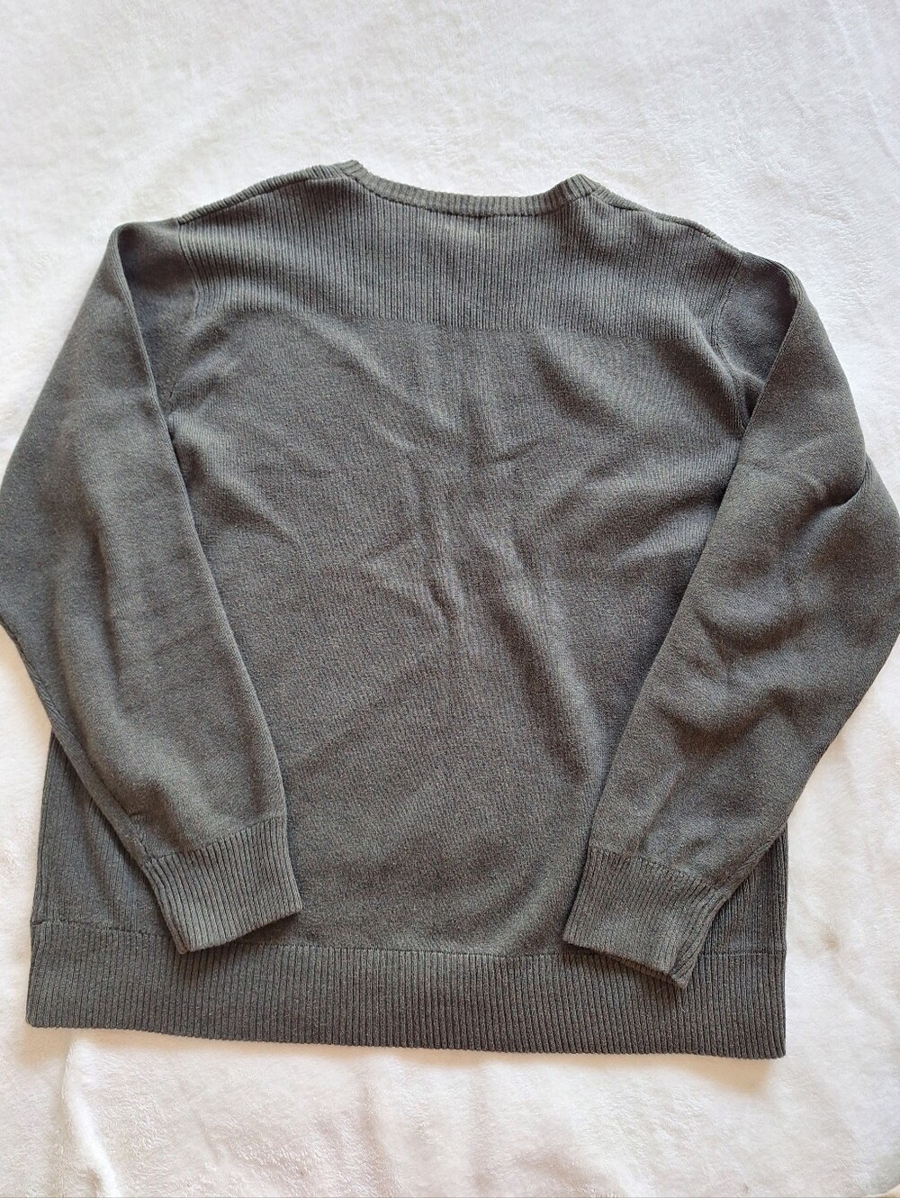 Levi's Men's 100% Cotton Crewneck Sweater Dark Forest Green Ribbed Trim Size XL - Picture 7 of 8